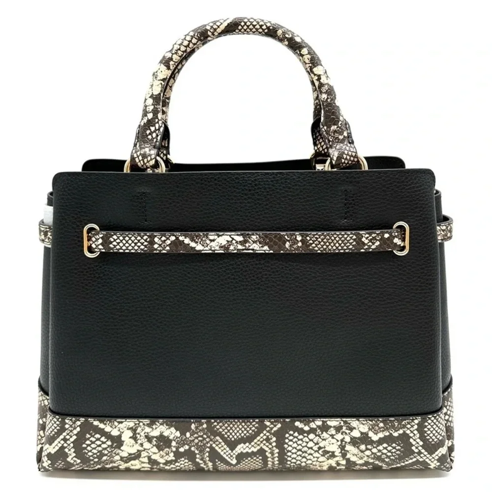 Michael Kors Reed Large Leather Belted Satchel Crossbody Bag Snakeskin - Picture 6 of 13